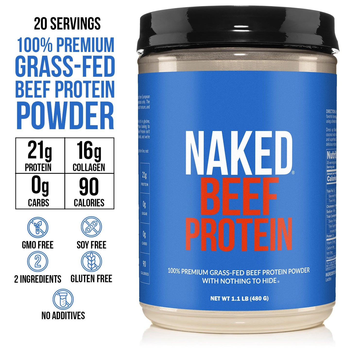 Beef Protein Powder - Unflavored with a Simple, Easy-Mix Protein Formula