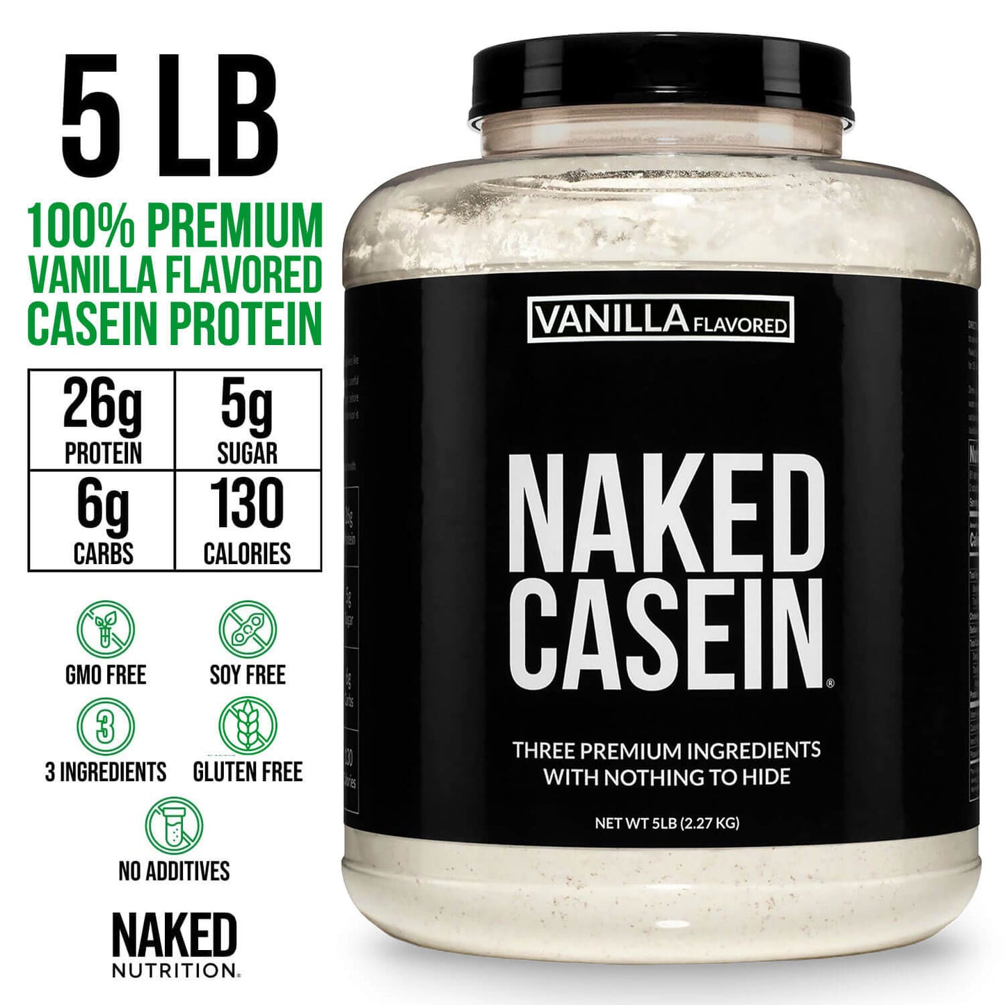 Vanilla Casein Protein Powder - Vanilla - Value Size with a Simple, Easy-Mix Protein Formula
