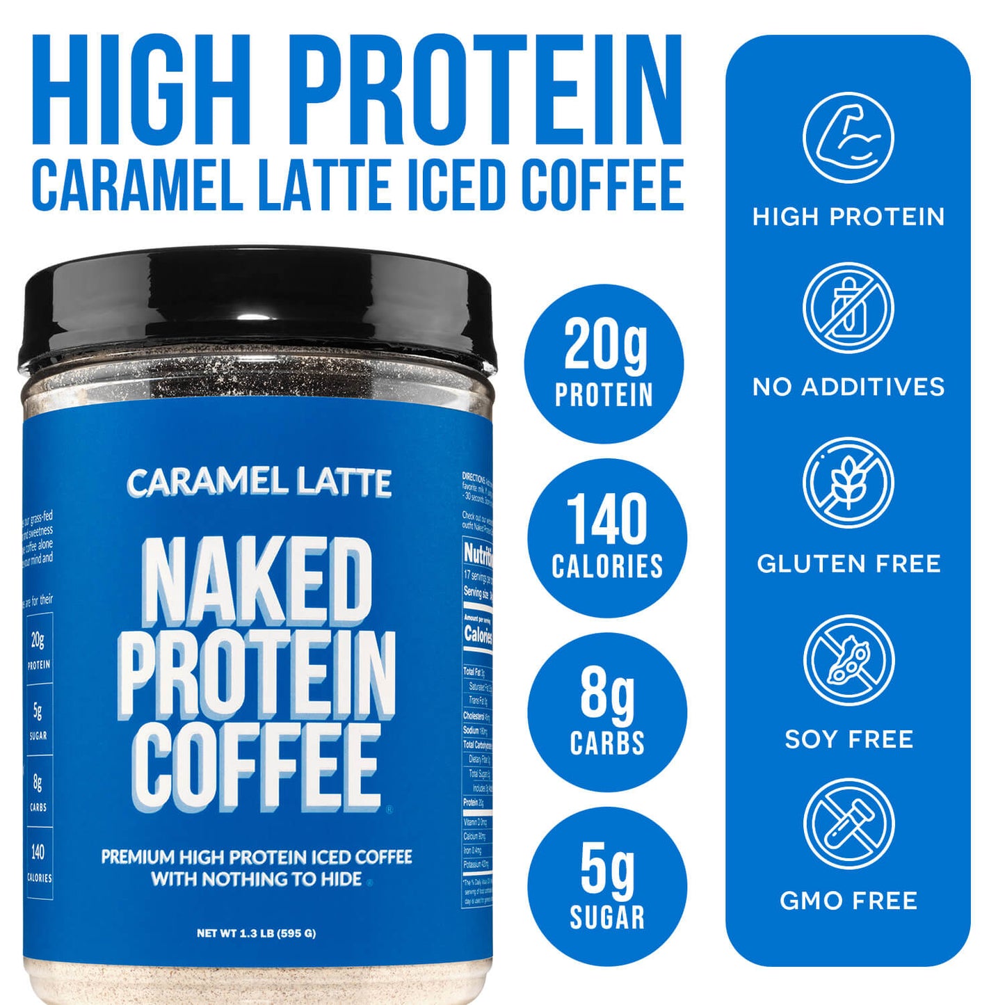 Caramel Latte Protein Iced Coffee - Caramel Latte with Coffee Flavor in an Easy-Mix Formula