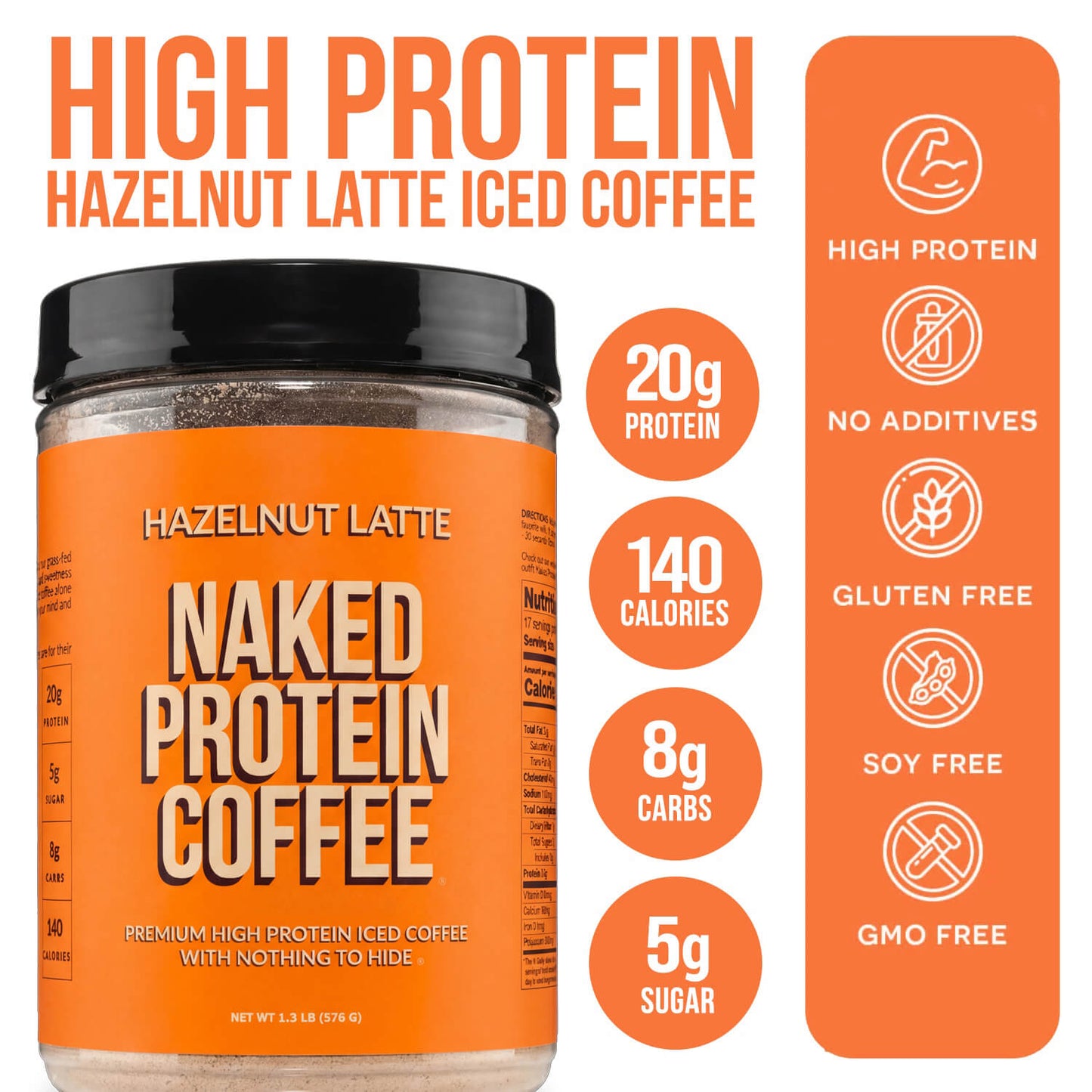 Hazelnut Latte Protein Iced Coffee - Hazelnut Latte with Coffee Flavor in an Easy-Mix Formula