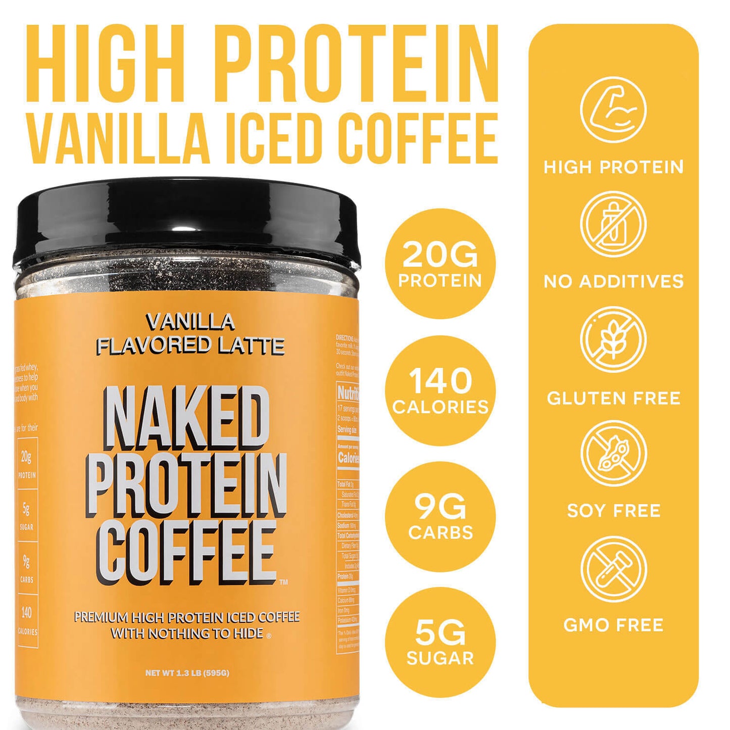 Vanilla Latte Protein Iced Coffee - Vanilla Latte with Coffee Flavor in an Easy-Mix Formula