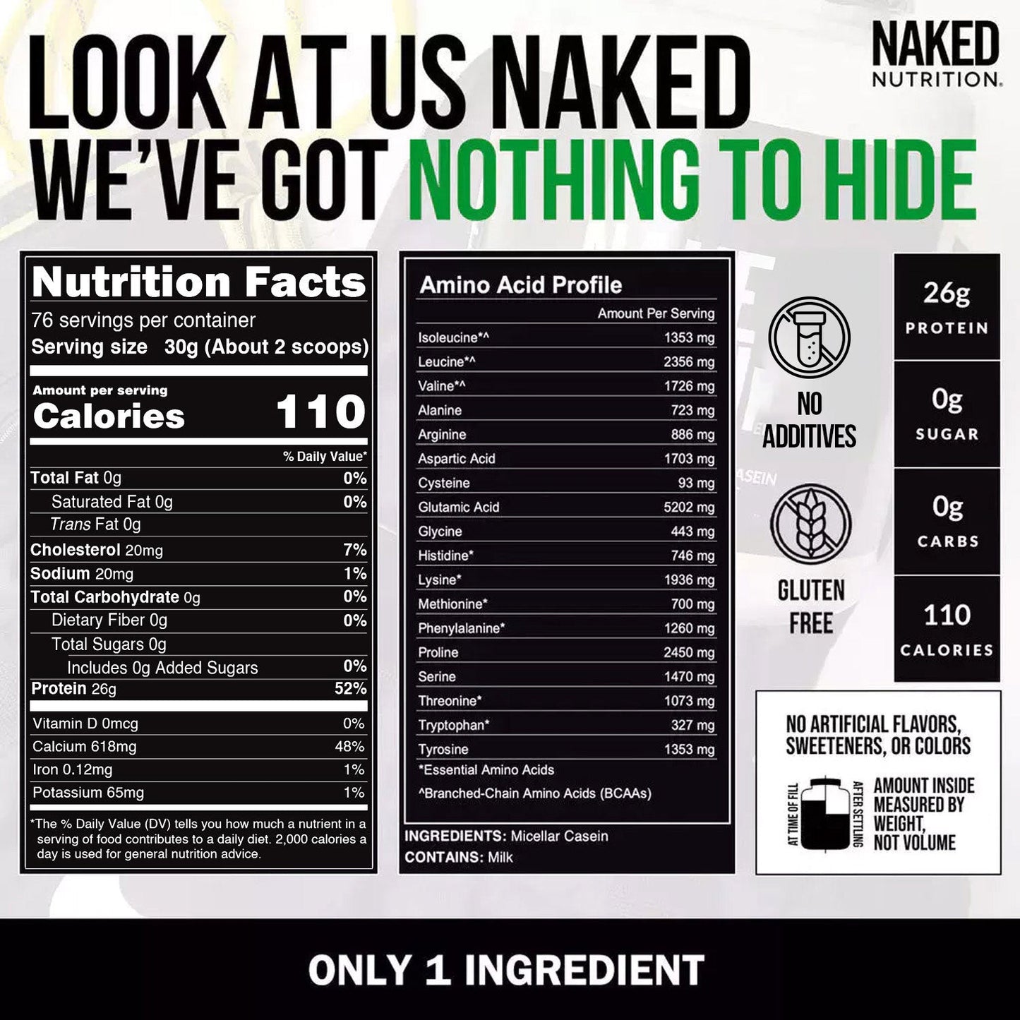 Micellar Casein Protein Powder - Unflavored - Value Size with a Simple, Easy-Mix Protein Formula