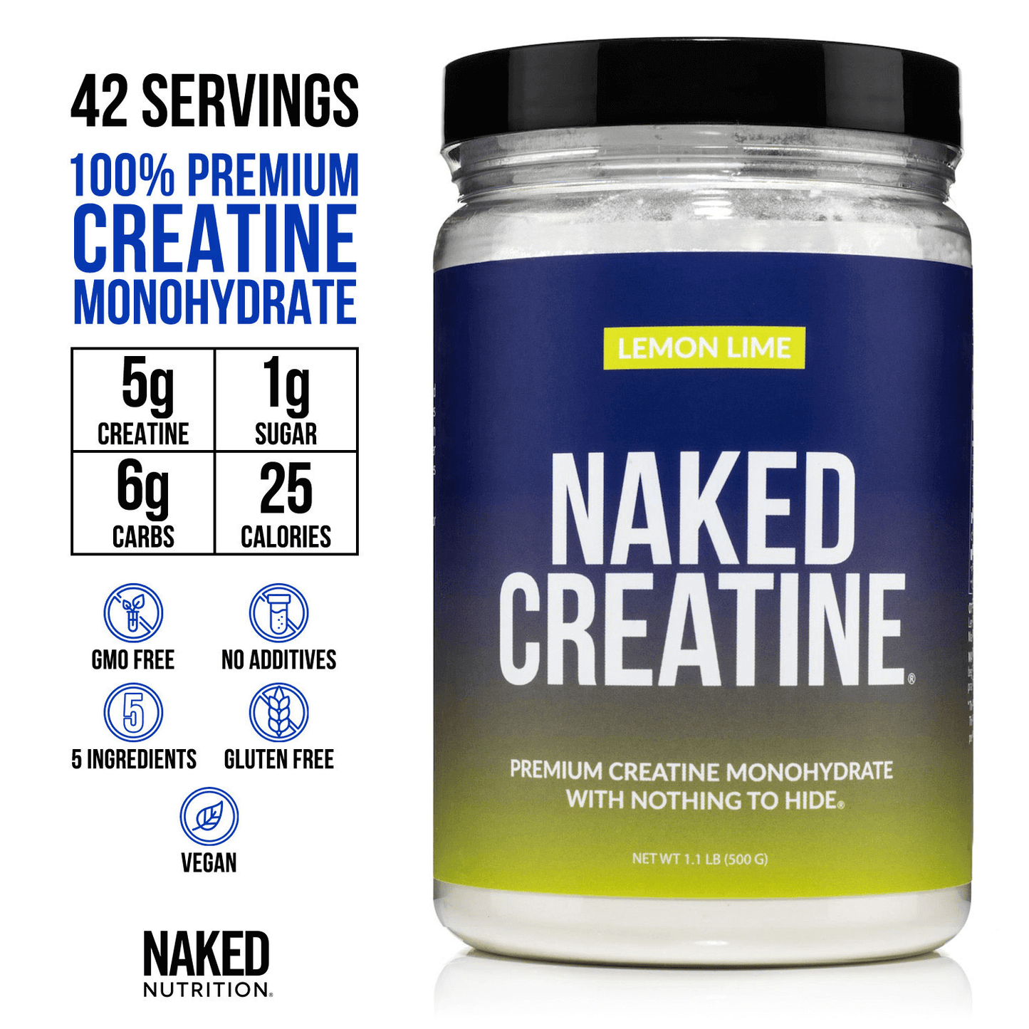 Lemon Lime Creatine Monohydrate Powder - Lemon Lime with a Convenient Training-Day Formula