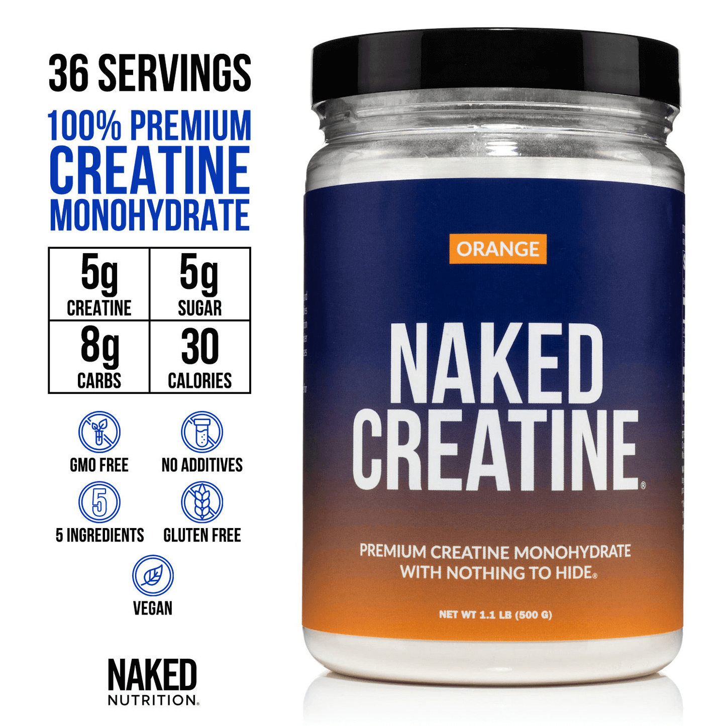 Orange Creatine Monohydrate Powder - Orange with a Convenient Training-Day Formula