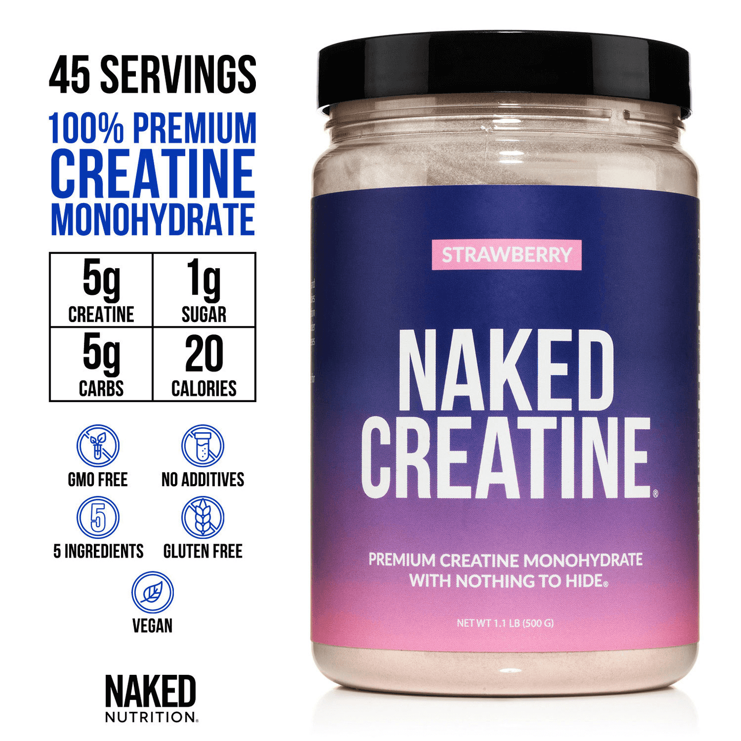 Strawberry Creatine Monohydrate Powder - Strawberry with a Convenient Training-Day Formula