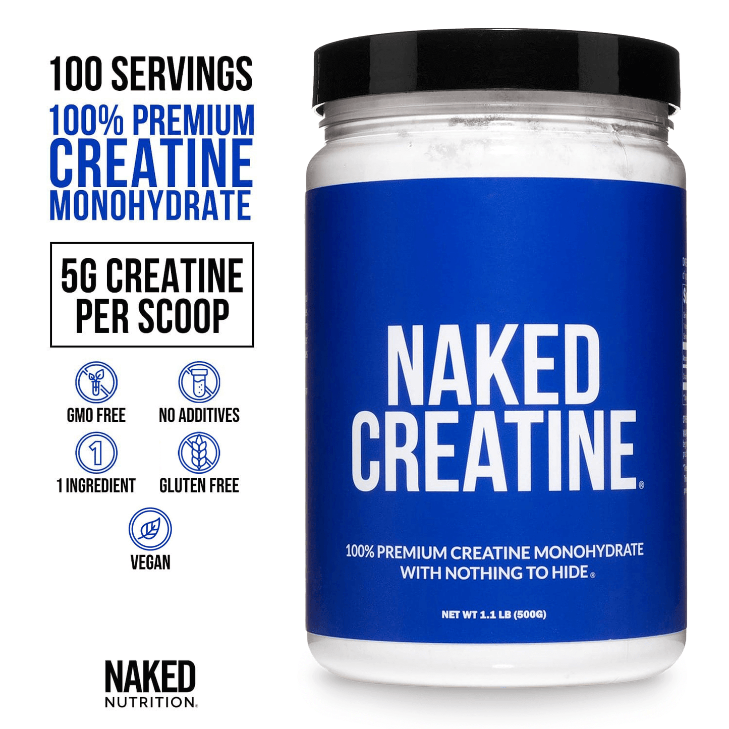 Creatine Monohydrate Powder - Unflavored - Standard Size with a Convenient Training-Day Formula