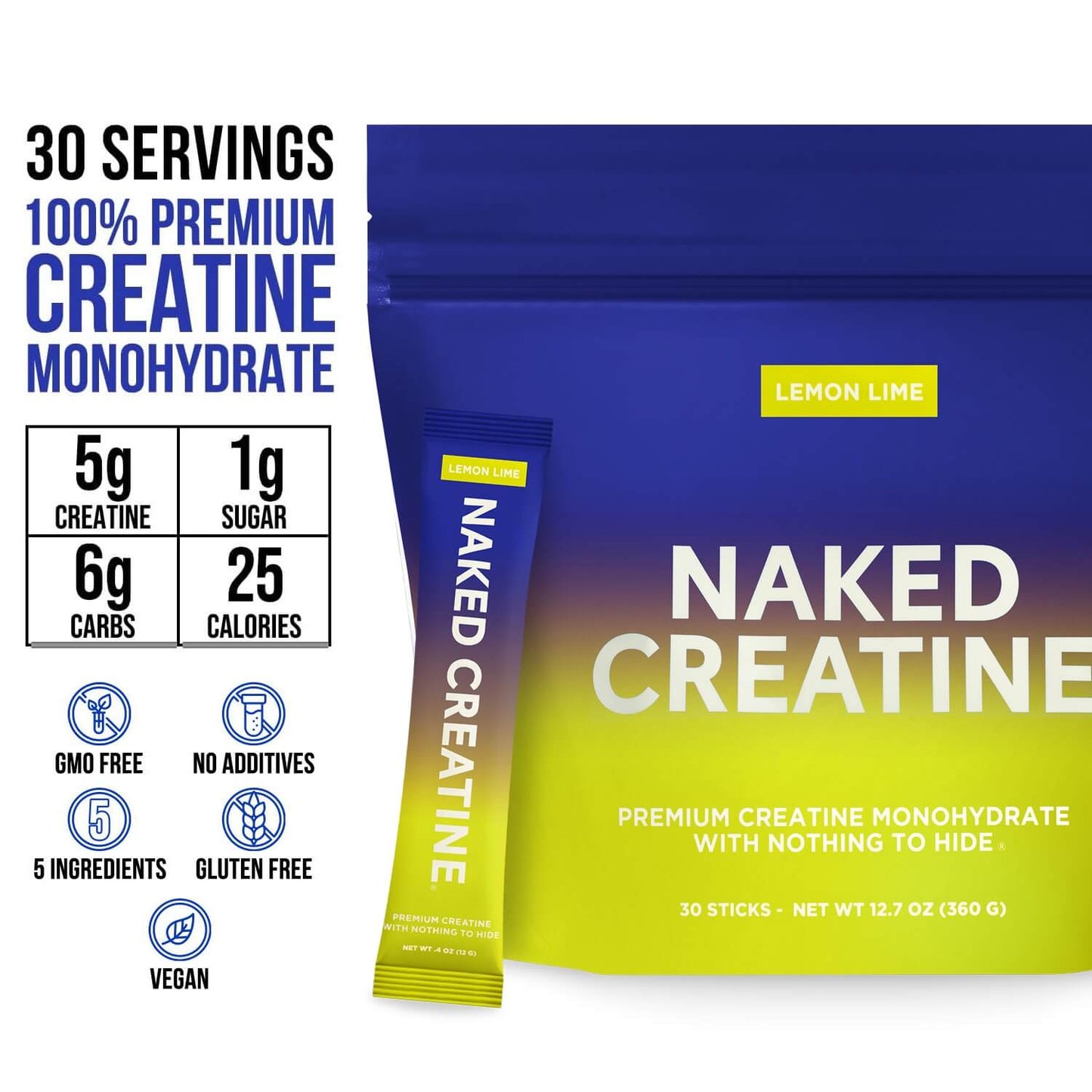 Lemon Lime Creatine Travel Packs - Lemon Lime Sticks with a Convenient Training-Day Formula