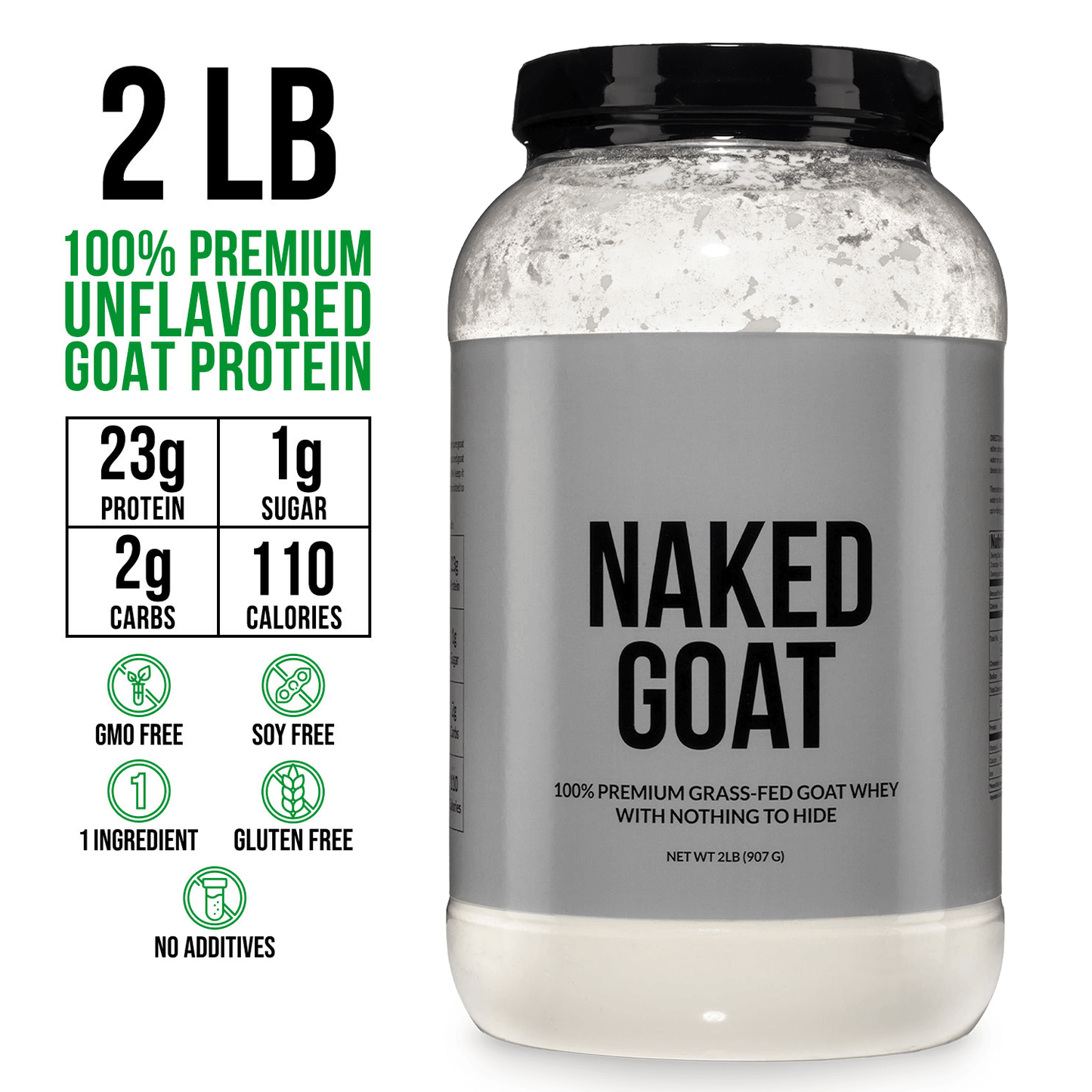 Goat Whey Protein Powder - Unflavored with a Simple, Easy-Mix Protein Formula