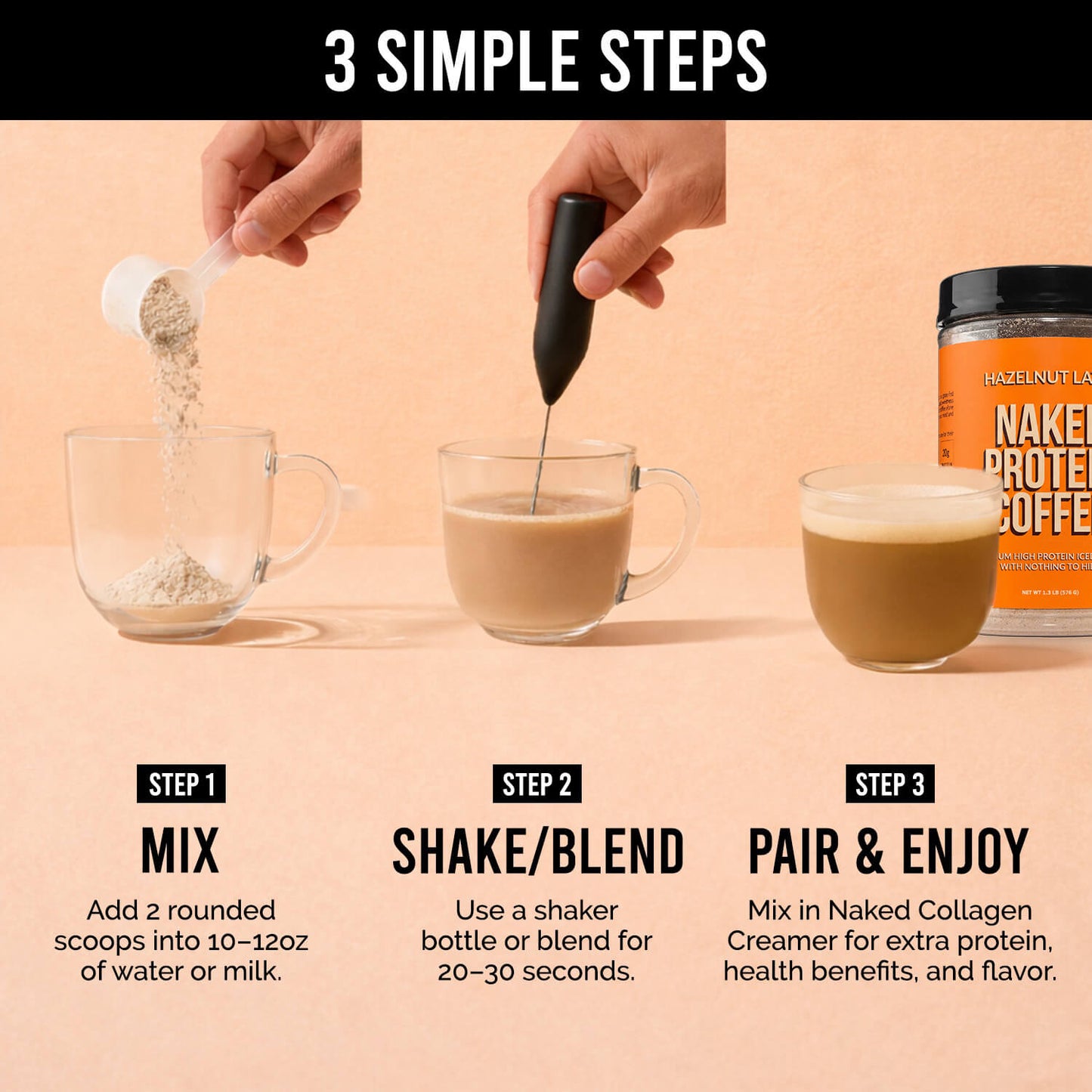 Hazelnut Latte Protein Iced Coffee - Hazelnut Latte with Coffee Flavor in an Easy-Mix Formula