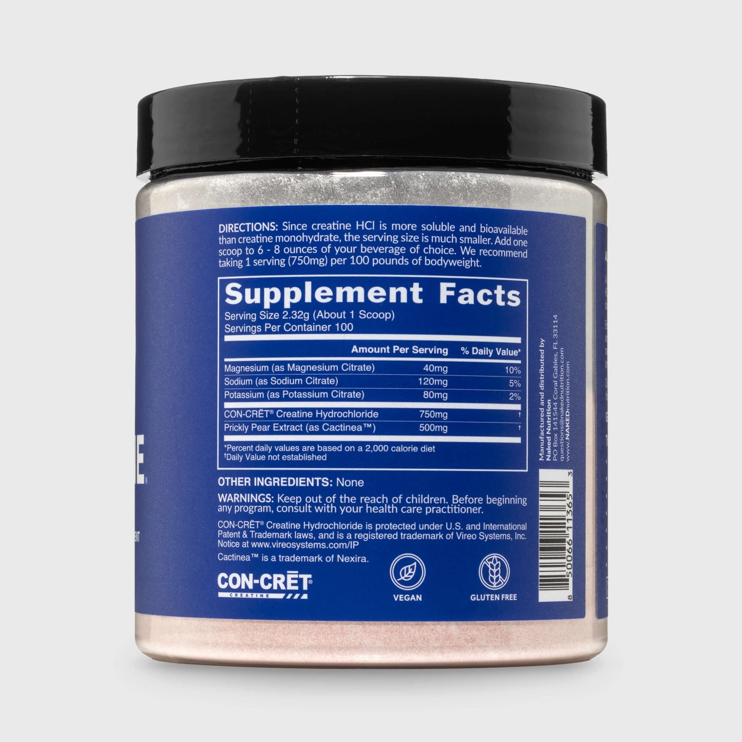 Creatine HCl Powder - Unflavored with a Convenient Training-Day Formula