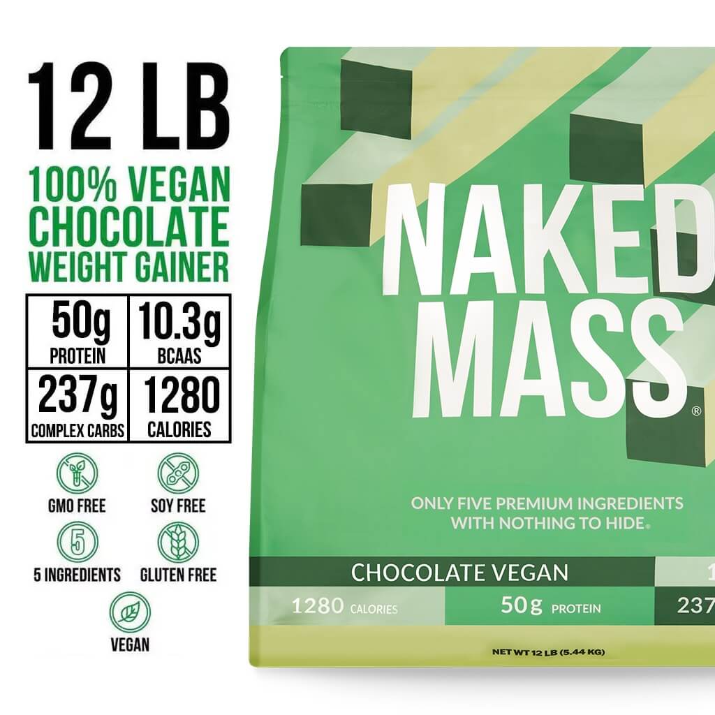 Chocolate Vegan Mass Gainer Supplement - Chocolate (Vegan) 12LB for Easy Protein and Calorie Mixing