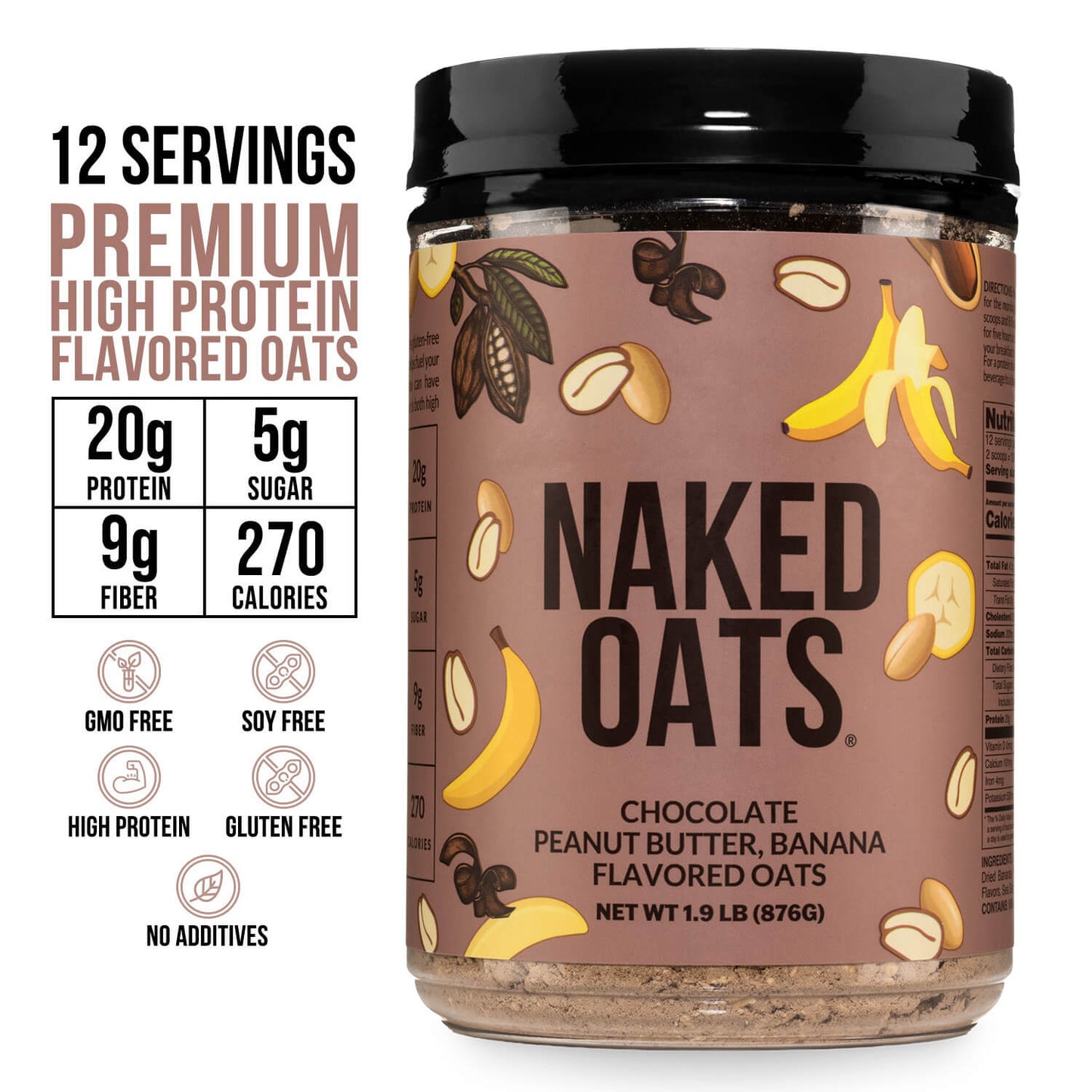 Chocolate Peanut Butter Banana Protein Oats - Chocolate PB Banana for Convenient High-Protein Mornings