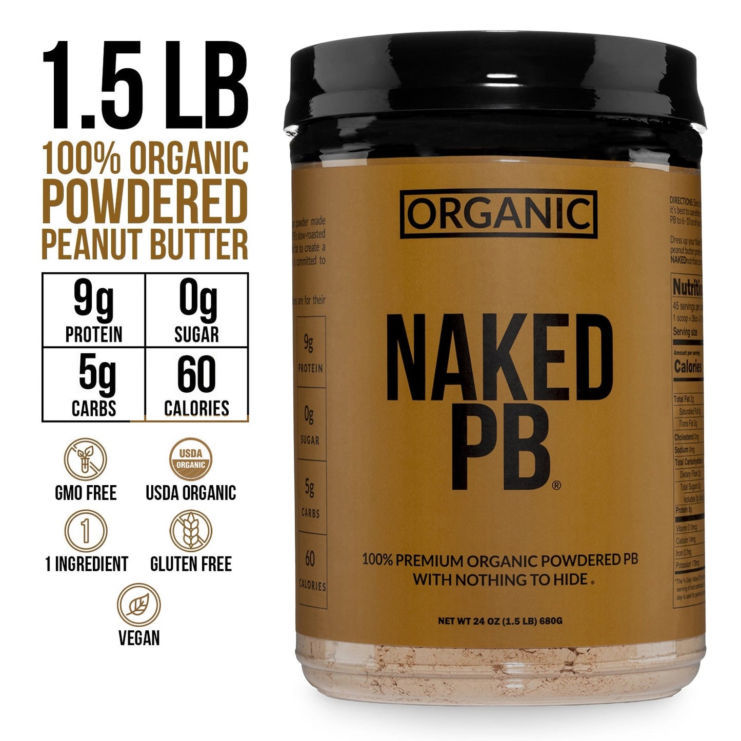 Organic Powdered Peanut Butter - Organic with a Simple, Easy-Mix Protein Formula