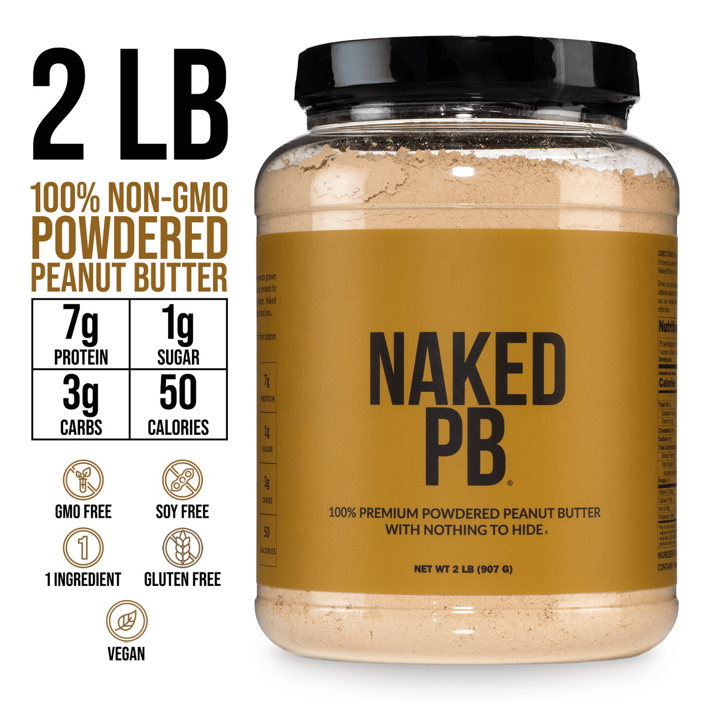 Powdered Peanut Butter - PB - 2 LB with a Simple, Easy-Mix Protein Formula