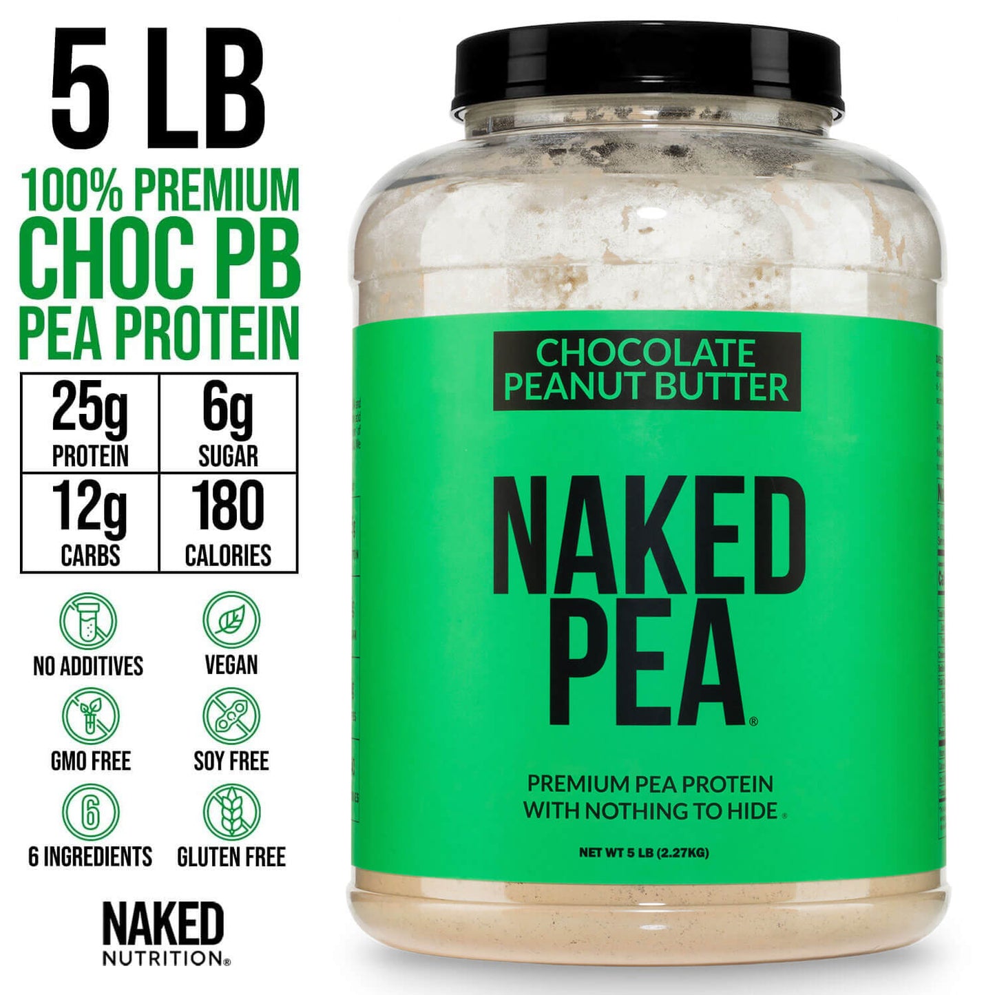 Chocolate Peanut Butter Pea Protein Powder - Chocolate PB - Chocolate Formula with a Simple, Easy-Mix Protein Formula
