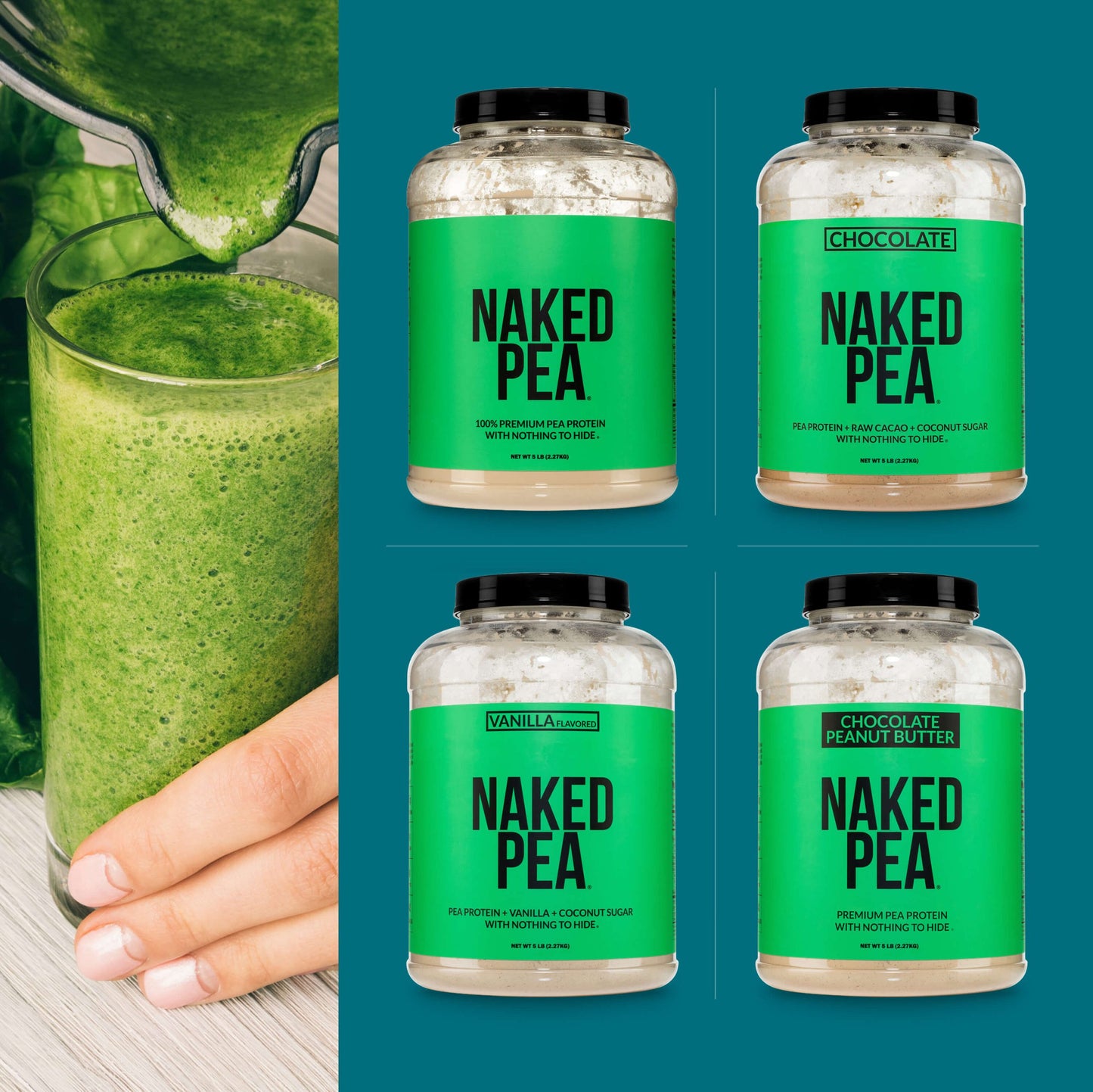 Pea Protein Powder - Unflavored - Standard Size with a Simple, Easy-Mix Protein Formula