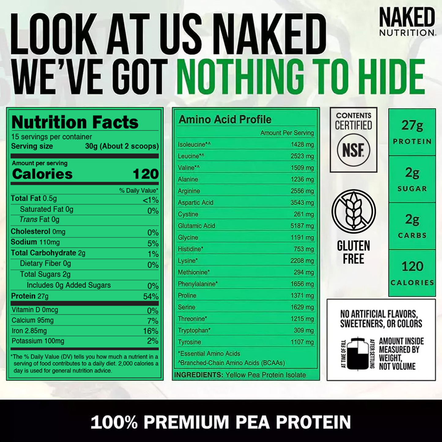 Pea Protein Powder 1lb - Unflavored with a Simple, Easy-Mix Protein Formula