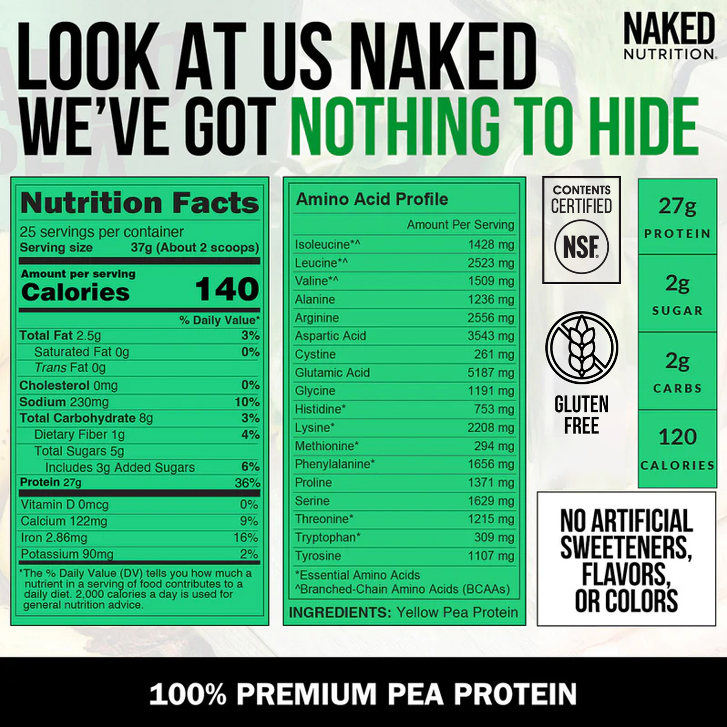Pea Protein Powder - Unflavored - Standard Size with a Simple, Easy-Mix Protein Formula
