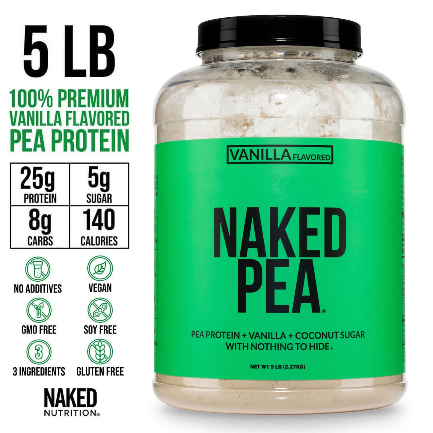 Vanilla Pea Protein Powder - Vanilla - Bulk Size with a Simple, Easy-Mix Protein Formula