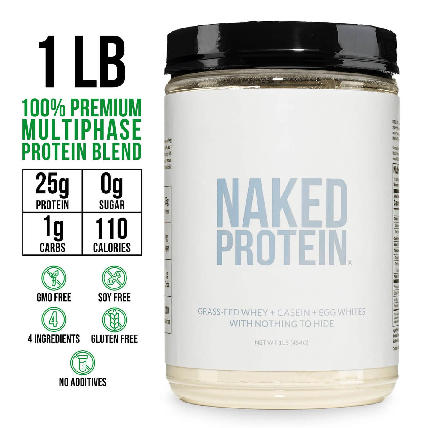 Protein Powder Blend - 1LB Egg Whey & Casein Protein Blend - 1LB with a Simple, Easy-Mix Protein Formula