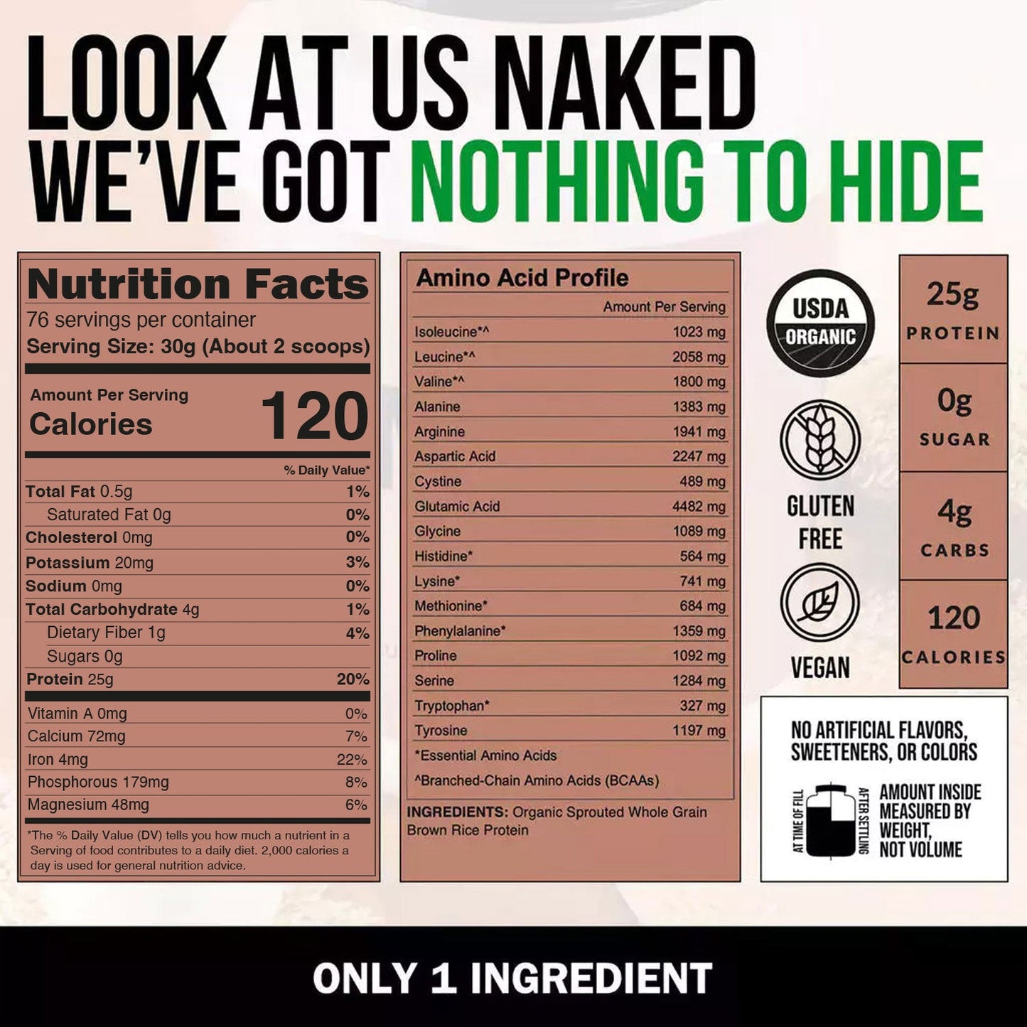 Organic Brown Rice Protein Powder - 5LB Unflavored with a Simple, Easy-Mix Protein Formula