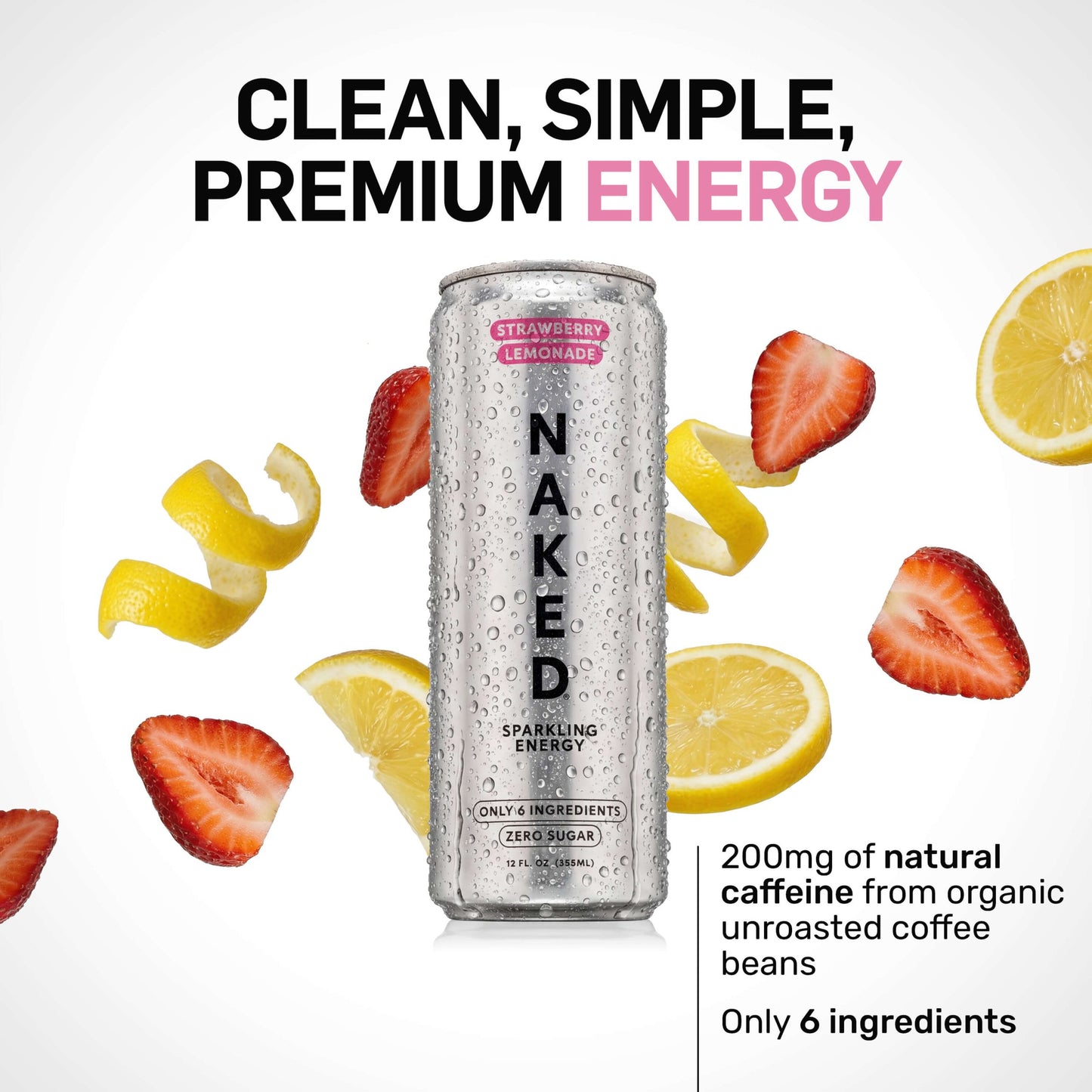 Strawberry Lemonade Naked Sparkling Energy - Strawberry Lemonade with Protein in an Easy-to-Mix Format