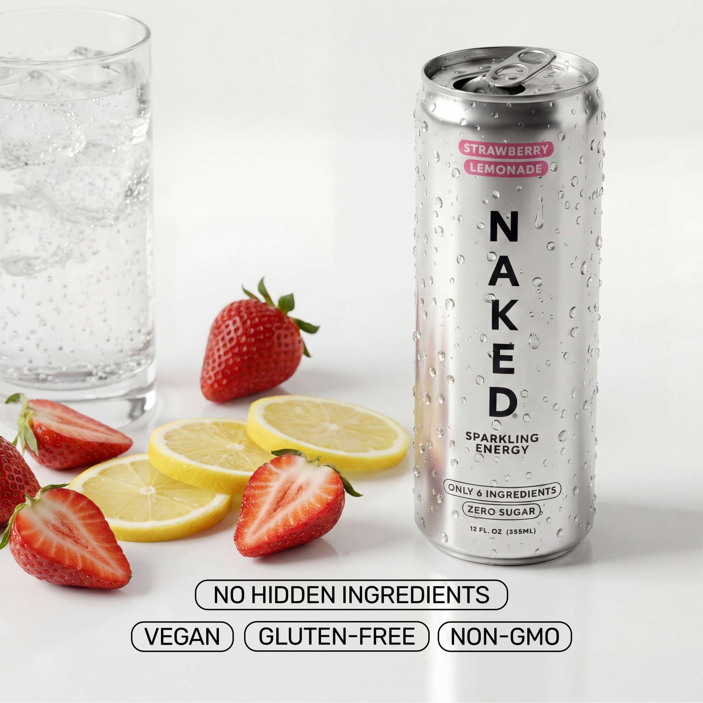 Strawberry Lemonade Naked Sparkling Energy - Strawberry Lemonade with Protein in an Easy-to-Mix Format