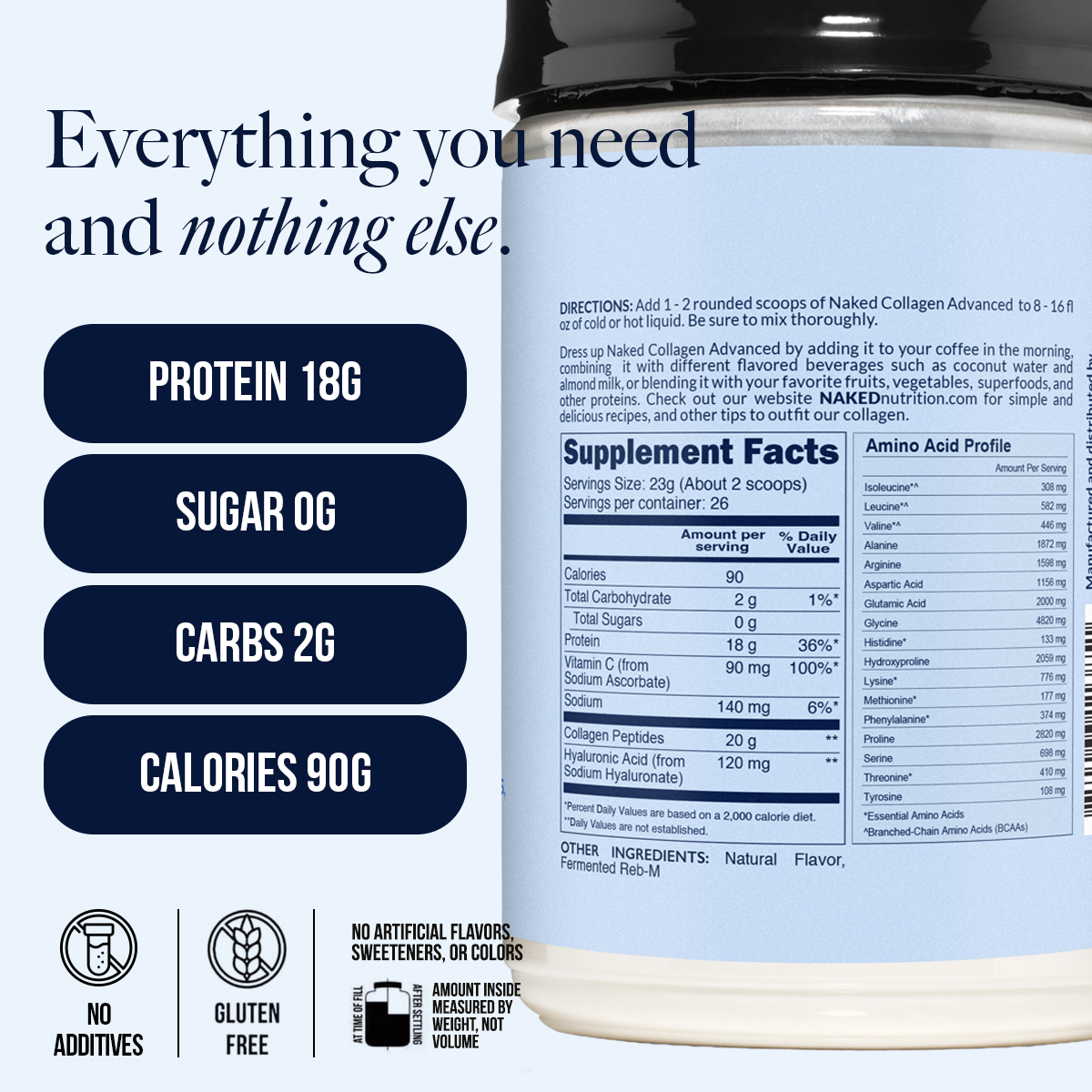 Vanilla Collagen Peptides with Hyaluronic Acid - Vanilla Advanced Collagen Peptides with a Simple, Versatile Collagen Formula