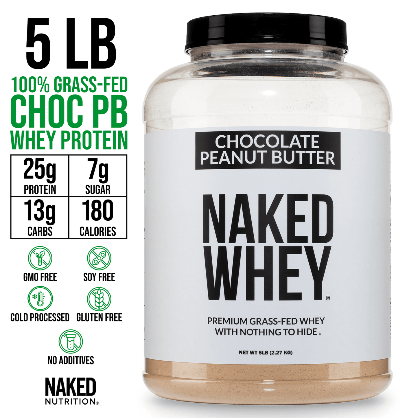 Chocolate Peanut Butter Whey Protein Powder - Chocolate PB with a Simple, Easy-Mix Protein Formula