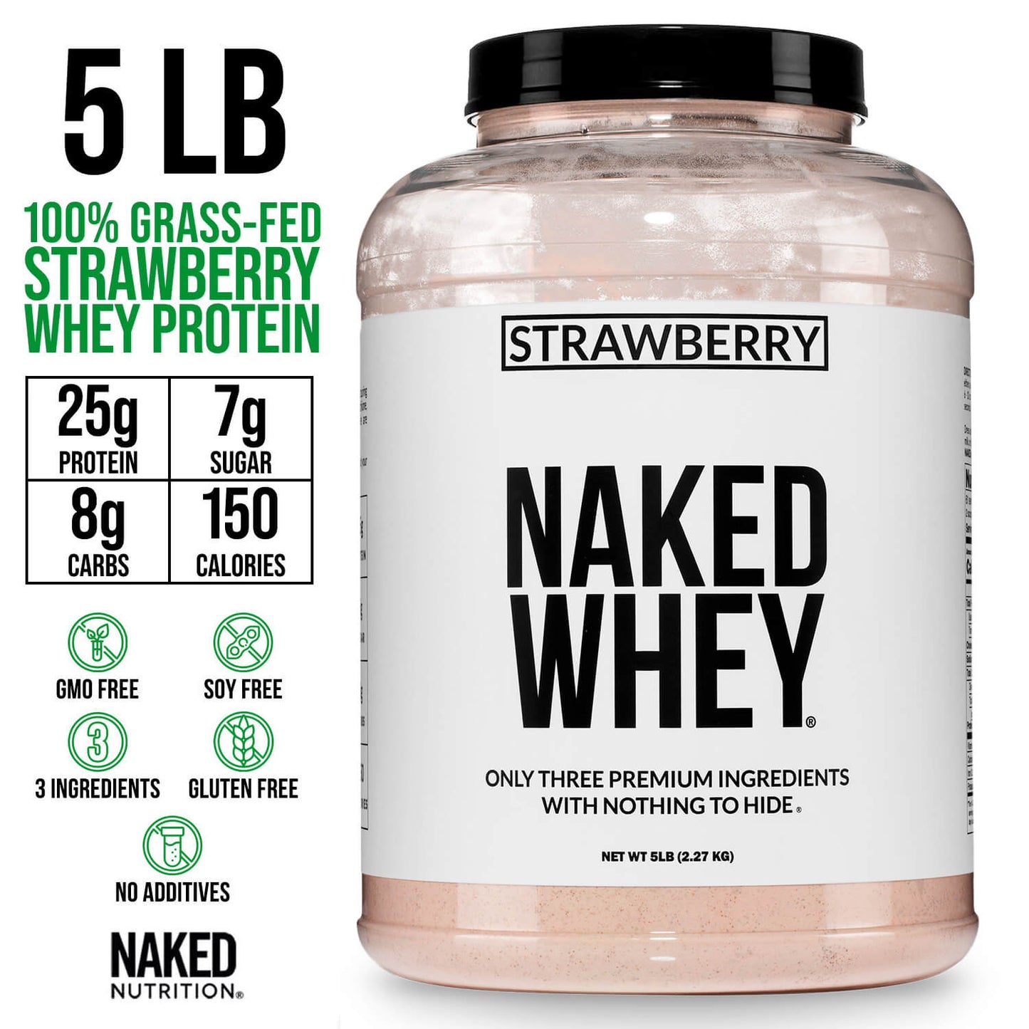 Strawberry Whey Protein Powder - Strawberry - Value Size with a Simple, Easy-Mix Protein Formula