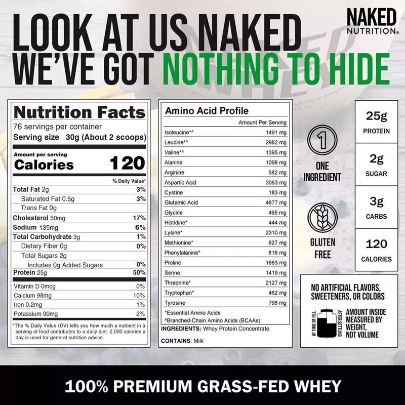 Grass Fed Whey Protein Powder - Unflavored - Bulk Size with a Simple, Easy-Mix Protein Formula