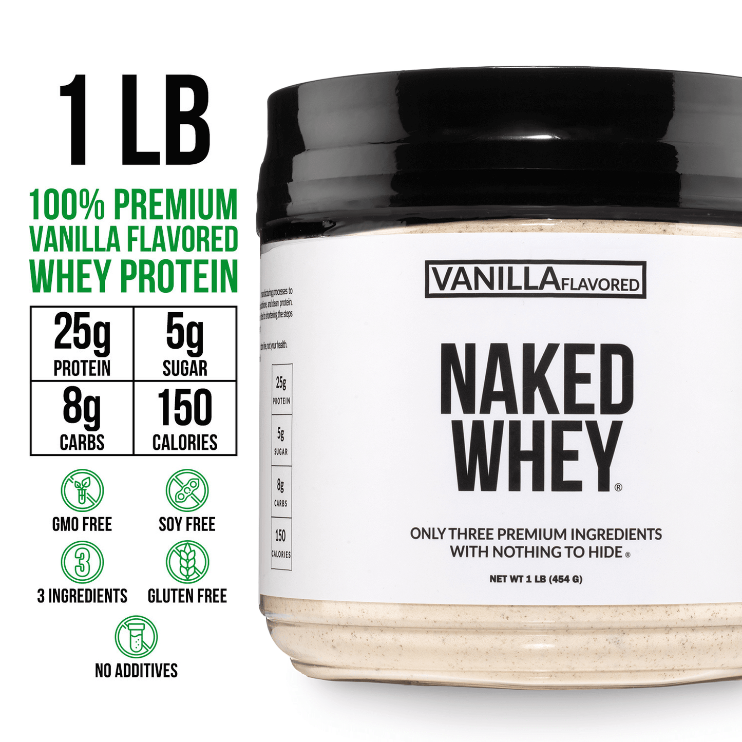Vanilla Whey Protein Powder 1lb - Vanilla with a Simple, Easy-Mix Protein Formula