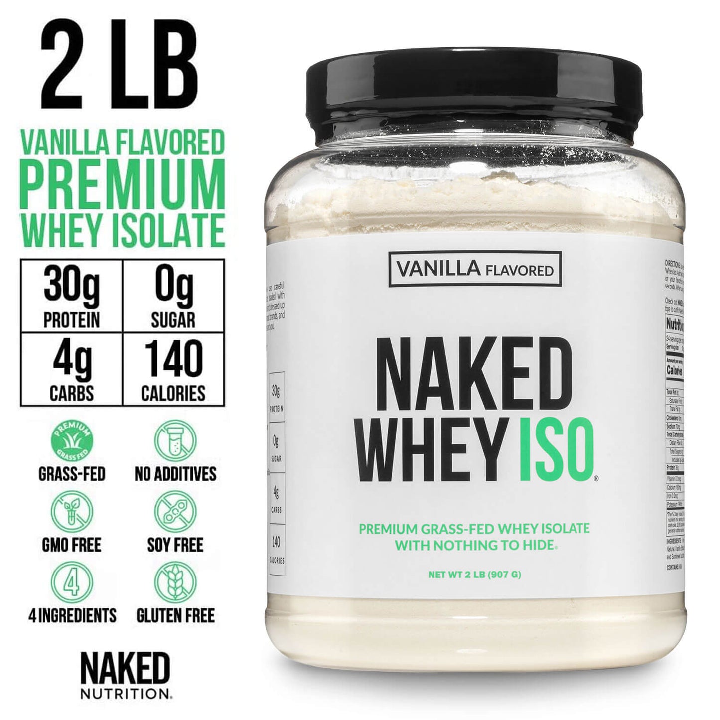 Vanilla Grass-Fed Whey Isolate Protein Powder - Vanilla with a Simple, Easy-Mix Protein Formula