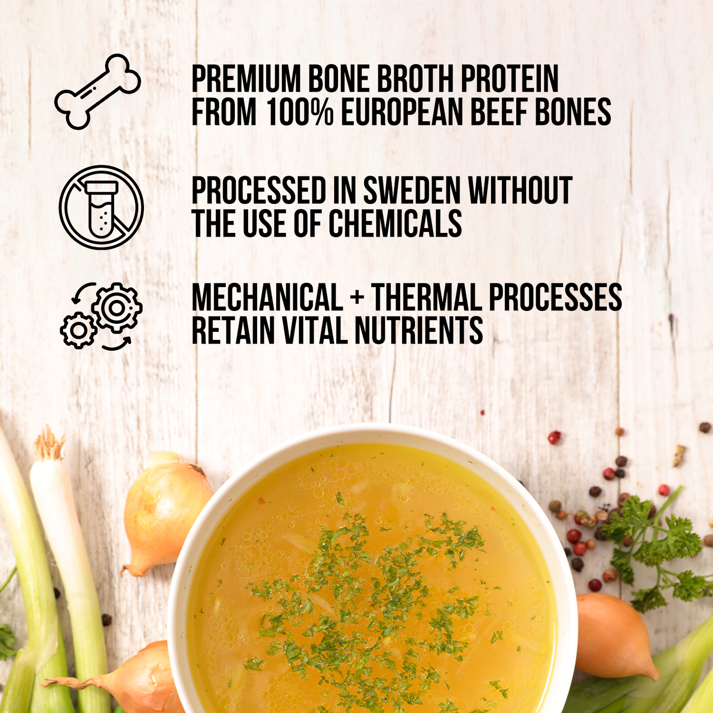 Bone Broth Protein Powder with a Simple, Easy-Mix Protein Formula