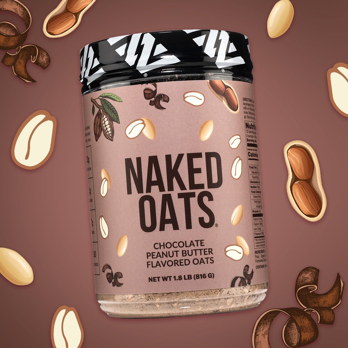 Chocolate Peanut Butter Protein Oats - Chocolate Peanut Butter for Convenient High-Protein Mornings