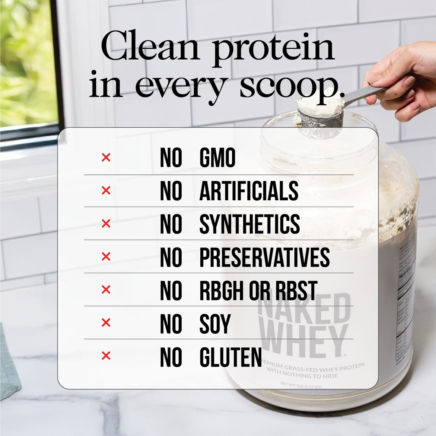 Grass Fed Whey Protein Powder - Unflavored - Compact Size with a Simple, Easy-Mix Protein Formula