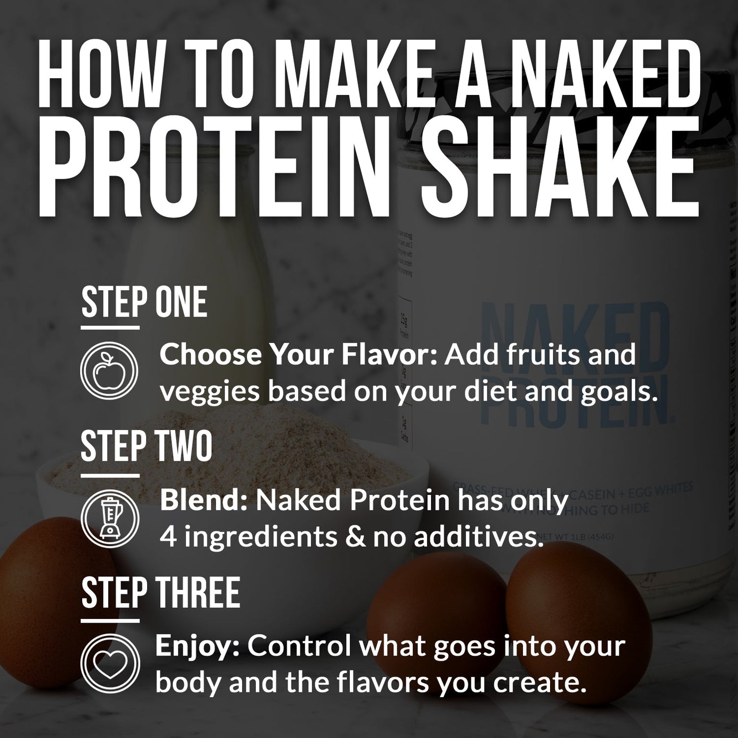 Protein Powder Blend - 3LB Egg Whey & Casein Protein Blend - 3LB with a Simple, Easy-Mix Protein Formula