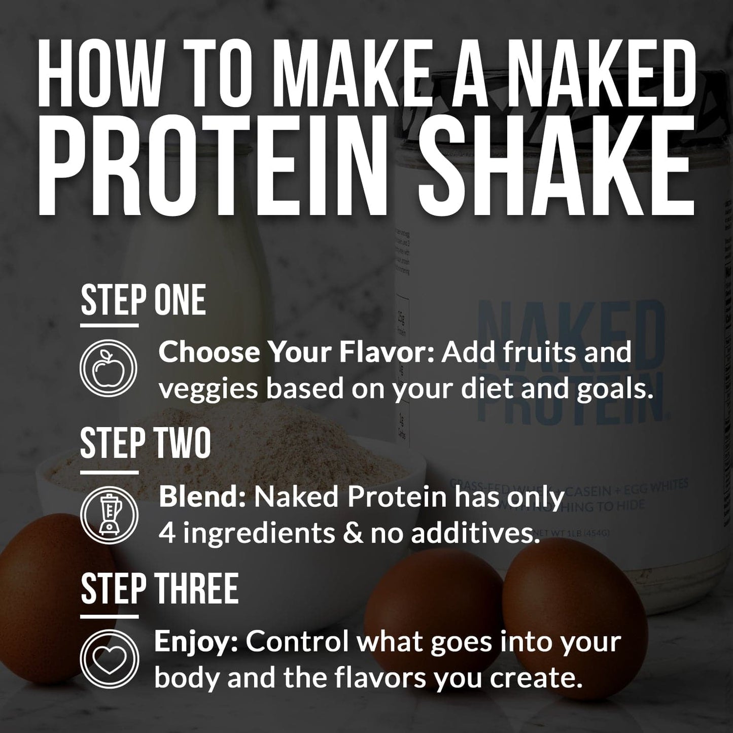 Protein Powder Blend - 1LB Egg Whey & Casein Protein Blend - 1LB with a Simple, Easy-Mix Protein Formula