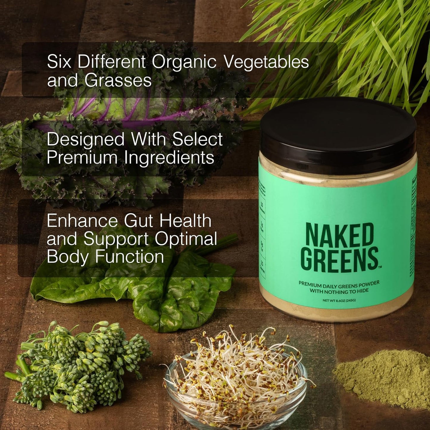 Organic Greens, Prebiotic & Probiotic Powder with a Convenient, Easy-Use Formula