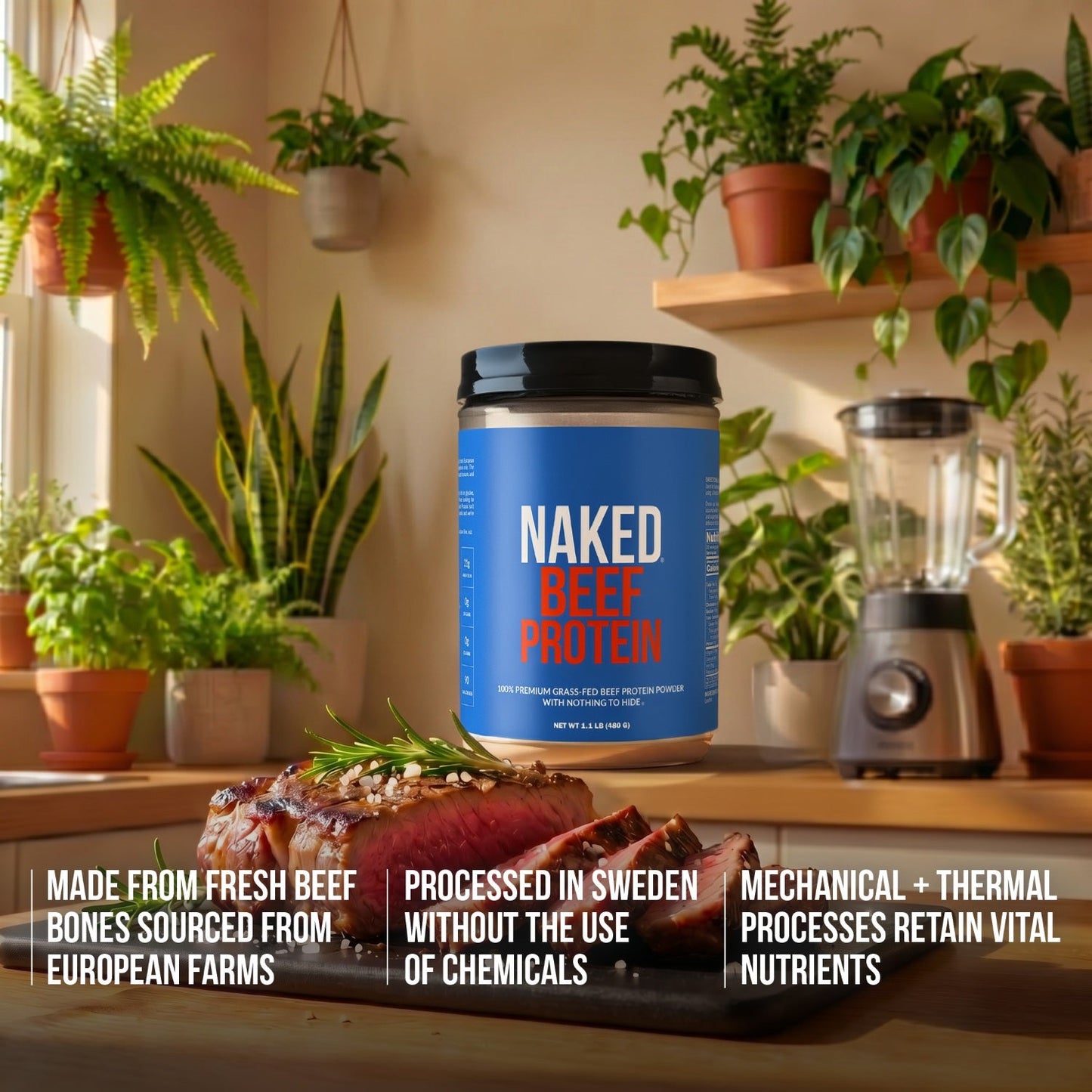 Beef Protein Powder - Unflavored with a Simple, Easy-Mix Protein Formula