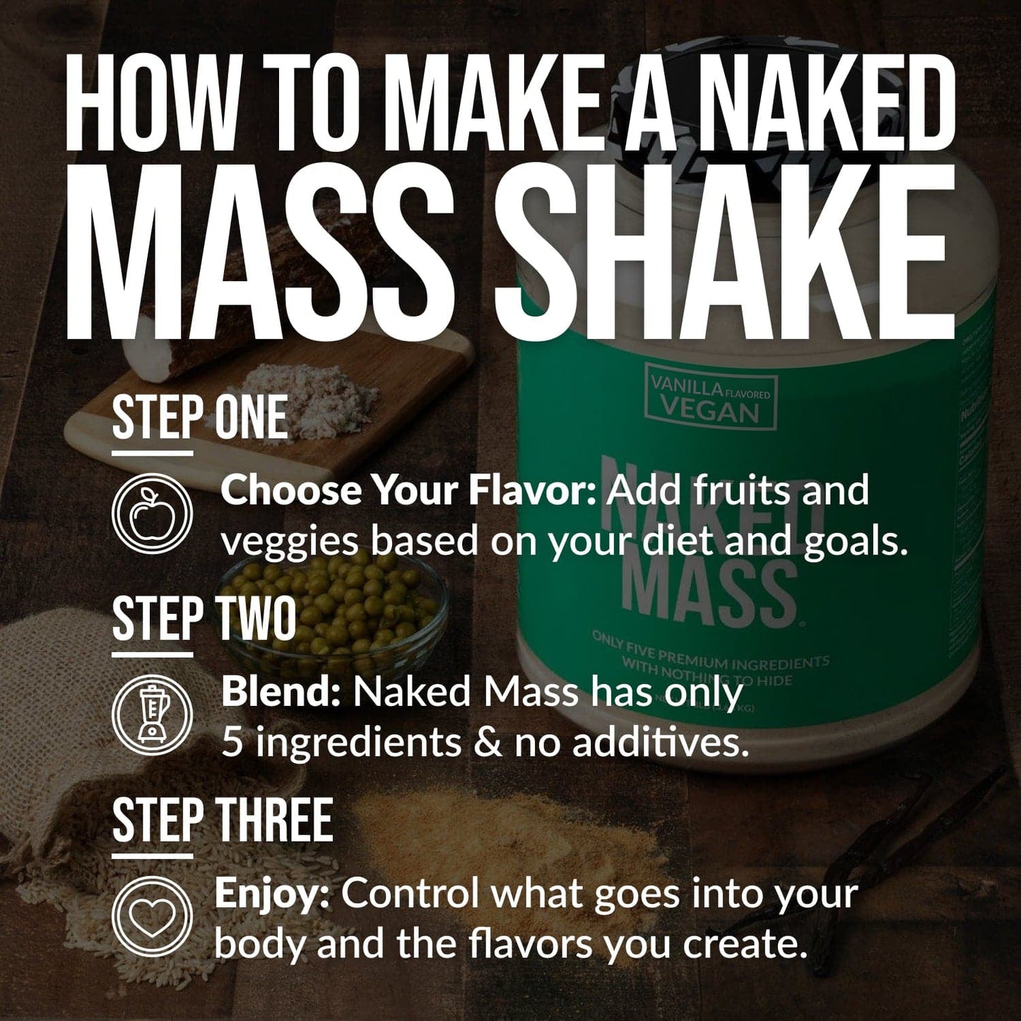 Vanilla Vegan Mass Gainer Supplement - Vanilla (Vegan) 12LB for Easy Protein and Calorie Mixing